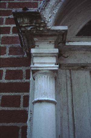 Primary view of object titled '[William Clayton House, (detail: south entrance of south outbuilding)]'.