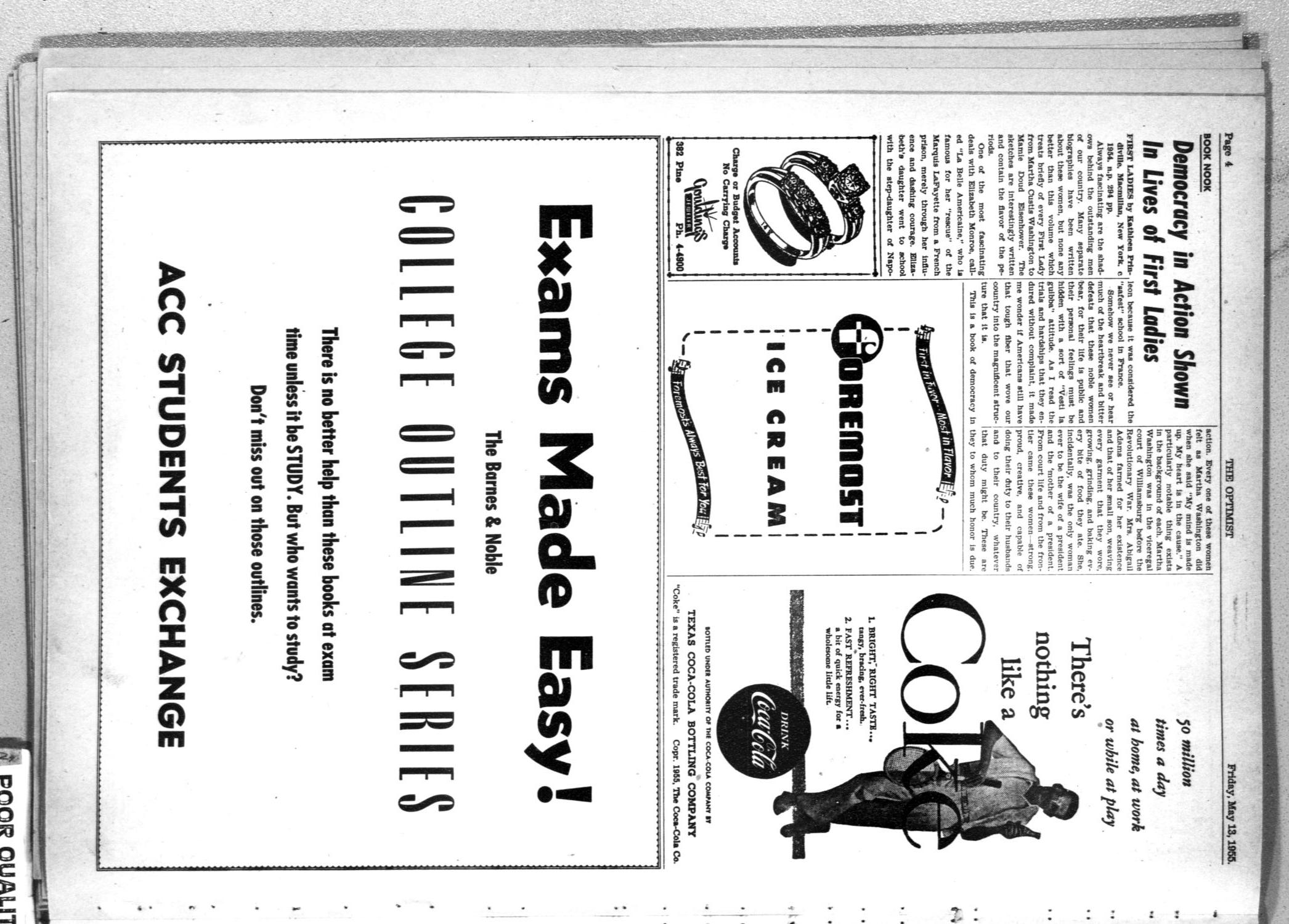 The Optimist (Abilene, Tex.), Vol. 42, No. 30, Ed. 1, Friday, May 13, 1955
                                                
                                                    [Sequence #]: 4 of 8
                                                
