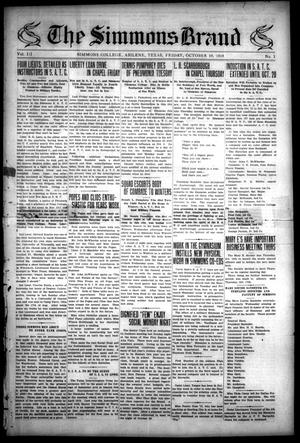 Primary view of The Simmons Brand (Abilene, Tex.), Vol. 3, No. 3, Ed. 1, Friday, October 18, 1918