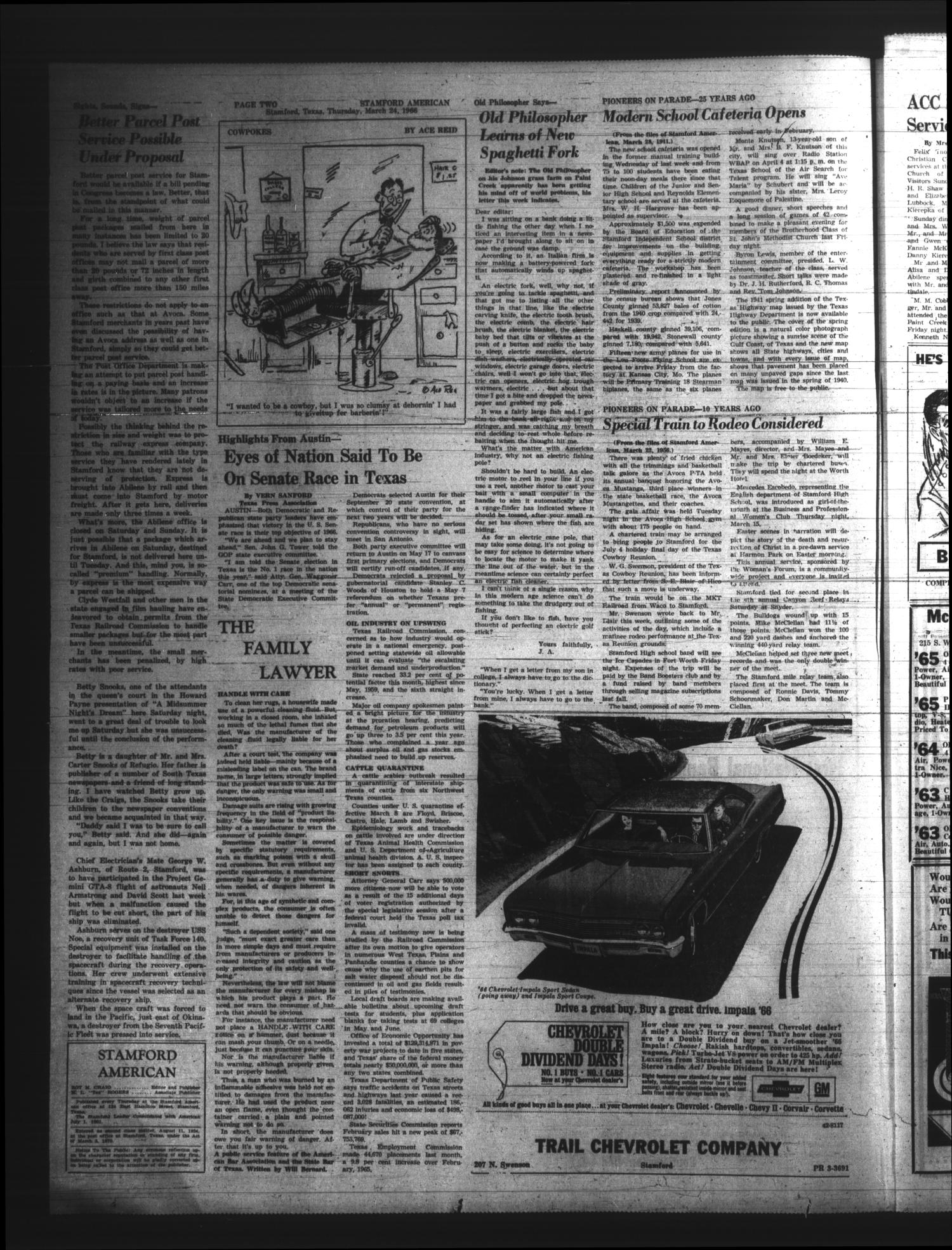 Stamford American (Stamford, Tex.), Vol. 42, No. 5, Ed. 1 Thursday, March 24, 1966
                                                
                                                    [Sequence #]: 8 of 12
                                                