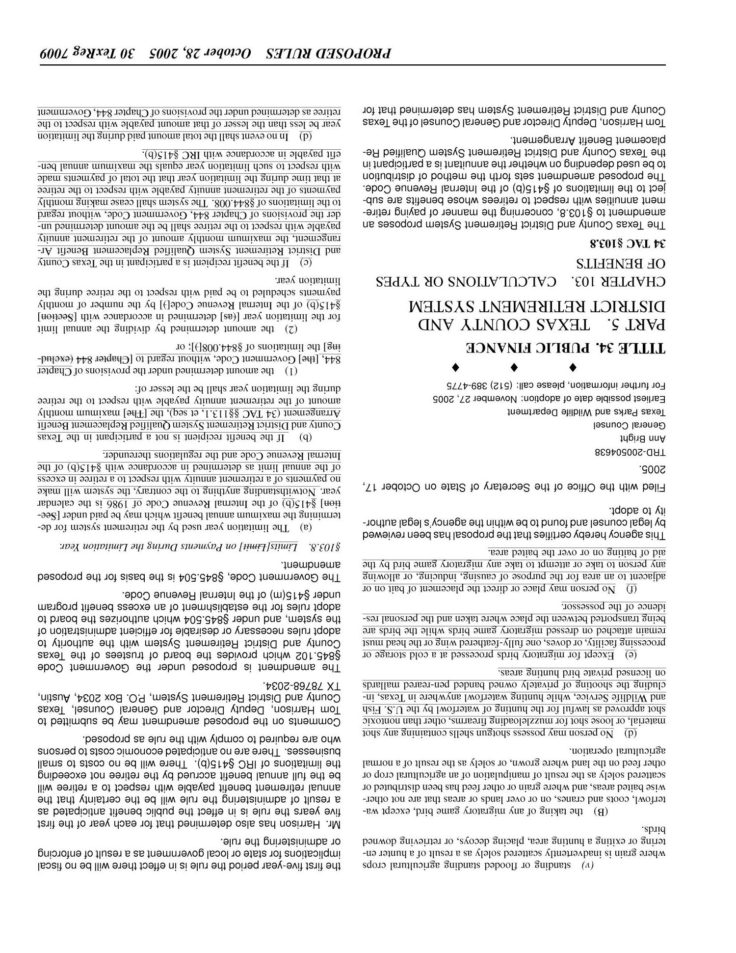 Texas Register, Volume 30, Number 43, Pages 6973-7094, October 28, 2005
                                                
                                                    7009
                                                