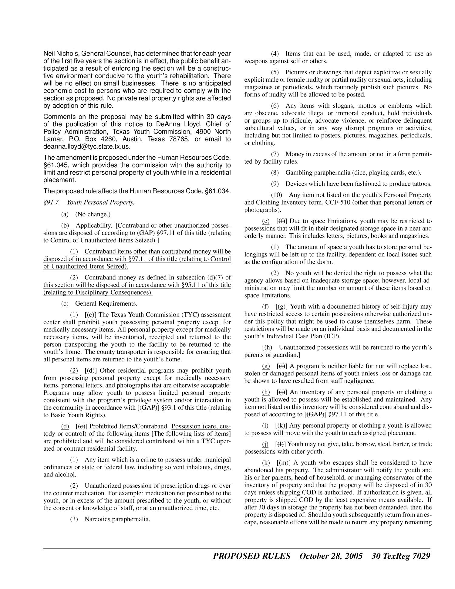Texas Register, Volume 30, Number 43, Pages 6973-7094, October 28, 2005
                                                
                                                    7029
                                                