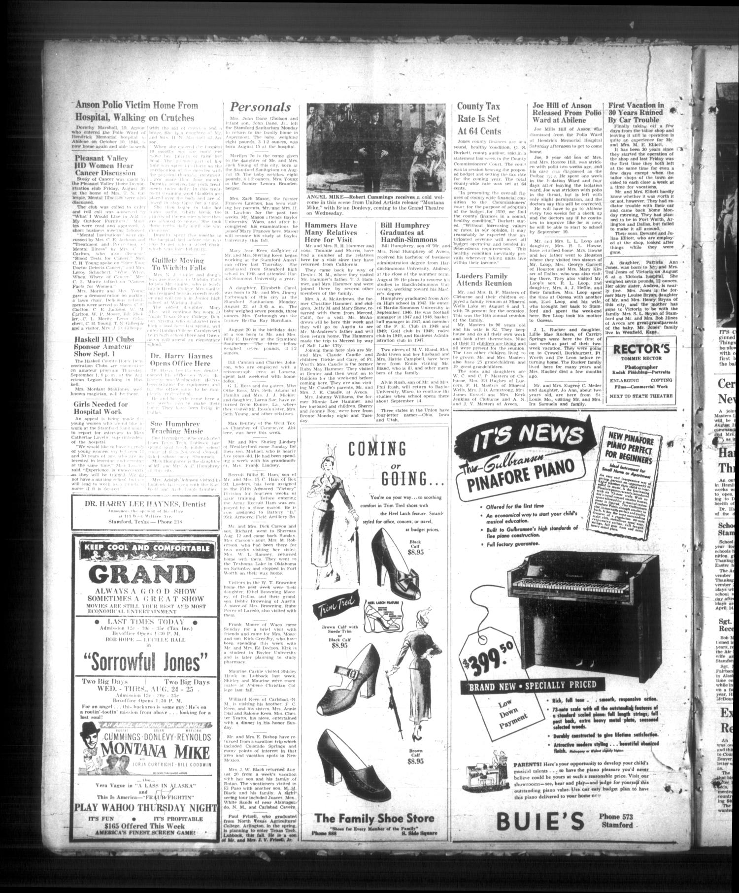 The Stamford Leader (Stamford, Tex.), Vol. 49, No. 50, Ed. 1 Tuesday, August 23, 1949
                                                
                                                    [Sequence #]: 8 of 8
                                                
