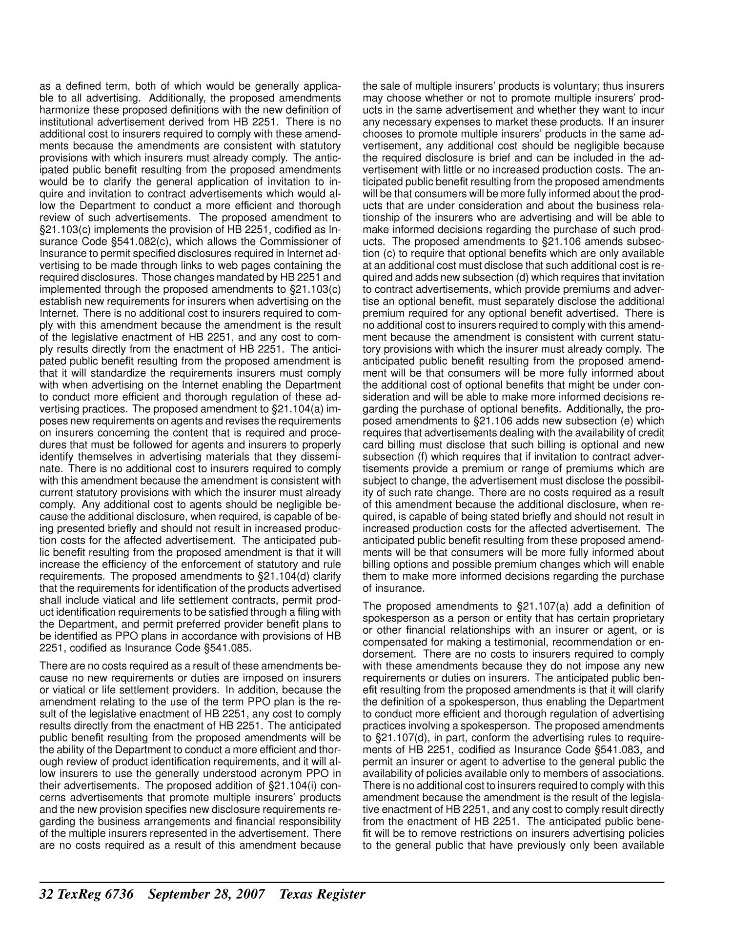 Texas Register, Volume 32, Number 39, Pages 6689-6904, September 28, 2007
                                                
                                                    6736
                                                