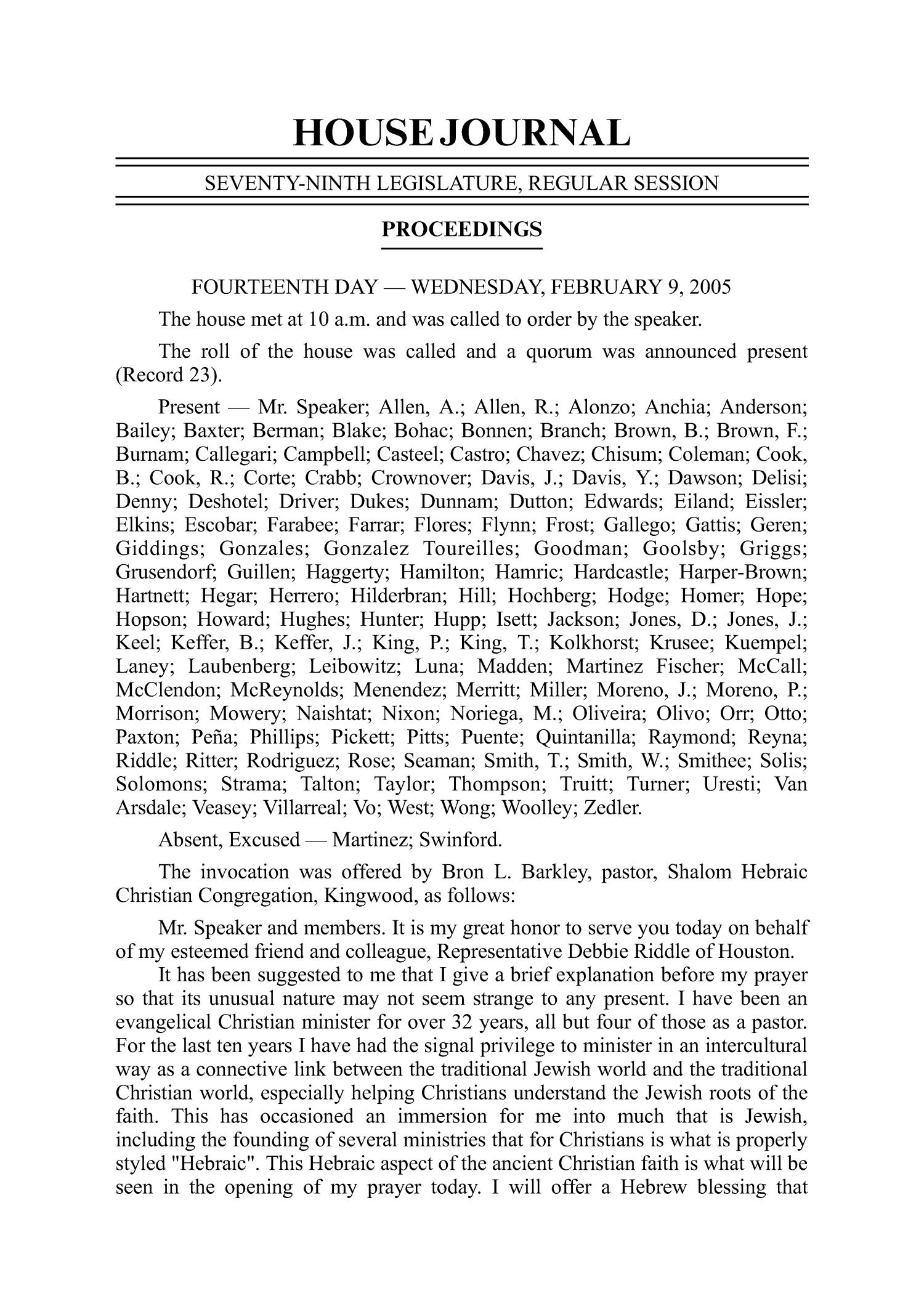 Journal of the House of Representatives of the Regular Session of the Seventy-Ninth Legislature of the State of Texas, Volume 1
                                                
                                                    296
                                                