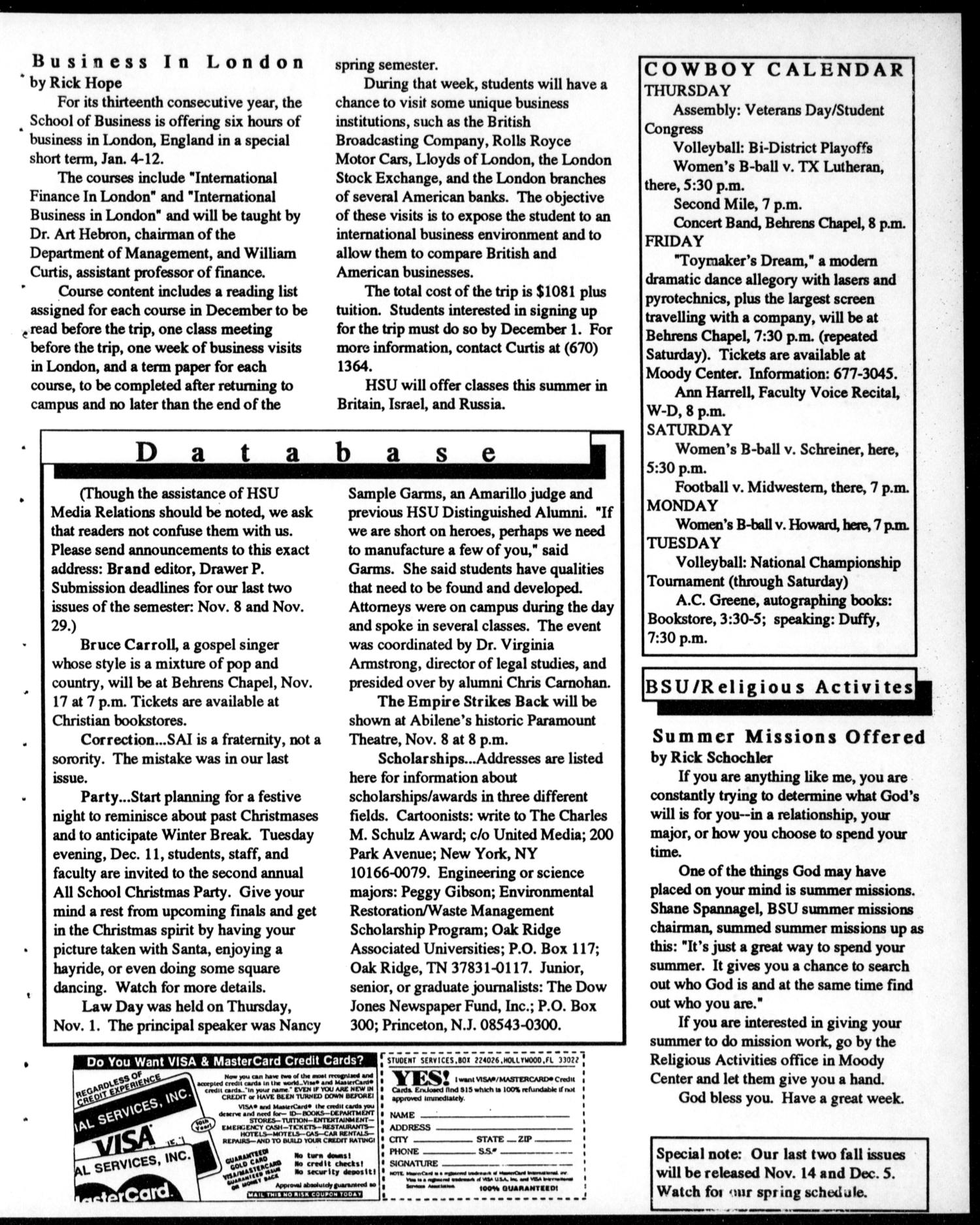 The Brand (Abilene, Tex.), Vol. 78, No. 10, Ed. 1, Wednesday, November 7, 1990
                                                
                                                    [Sequence #]: 3 of 4
                                                