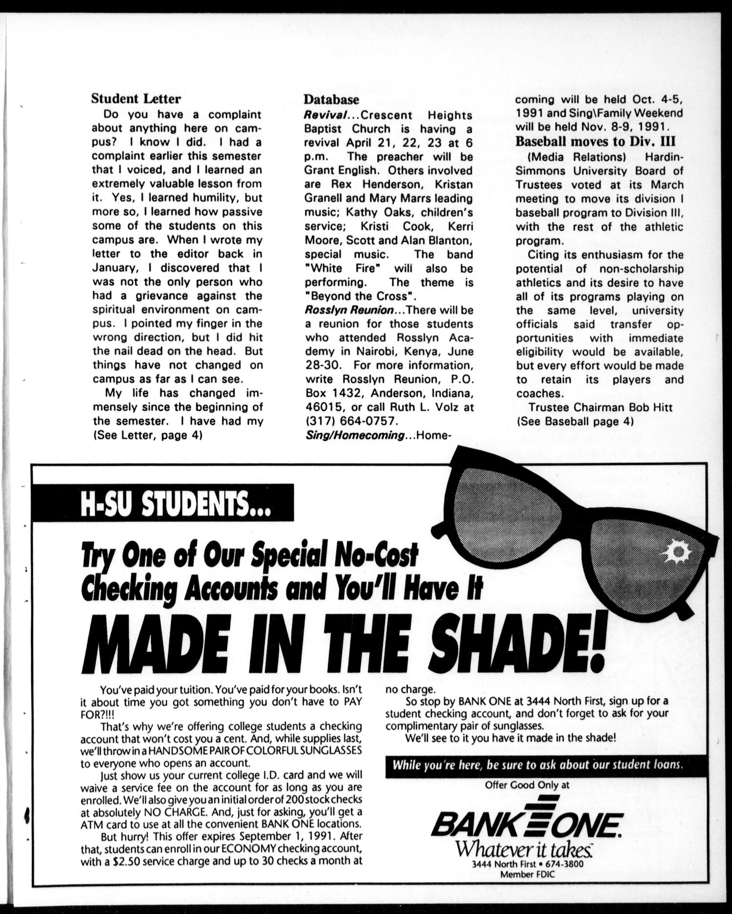 The Brand (Abilene, Tex.), Vol. 78, No. 24, Ed. 1, Wednesday, April 17, 1991
                                                
                                                    [Sequence #]: 3 of 6
                                                