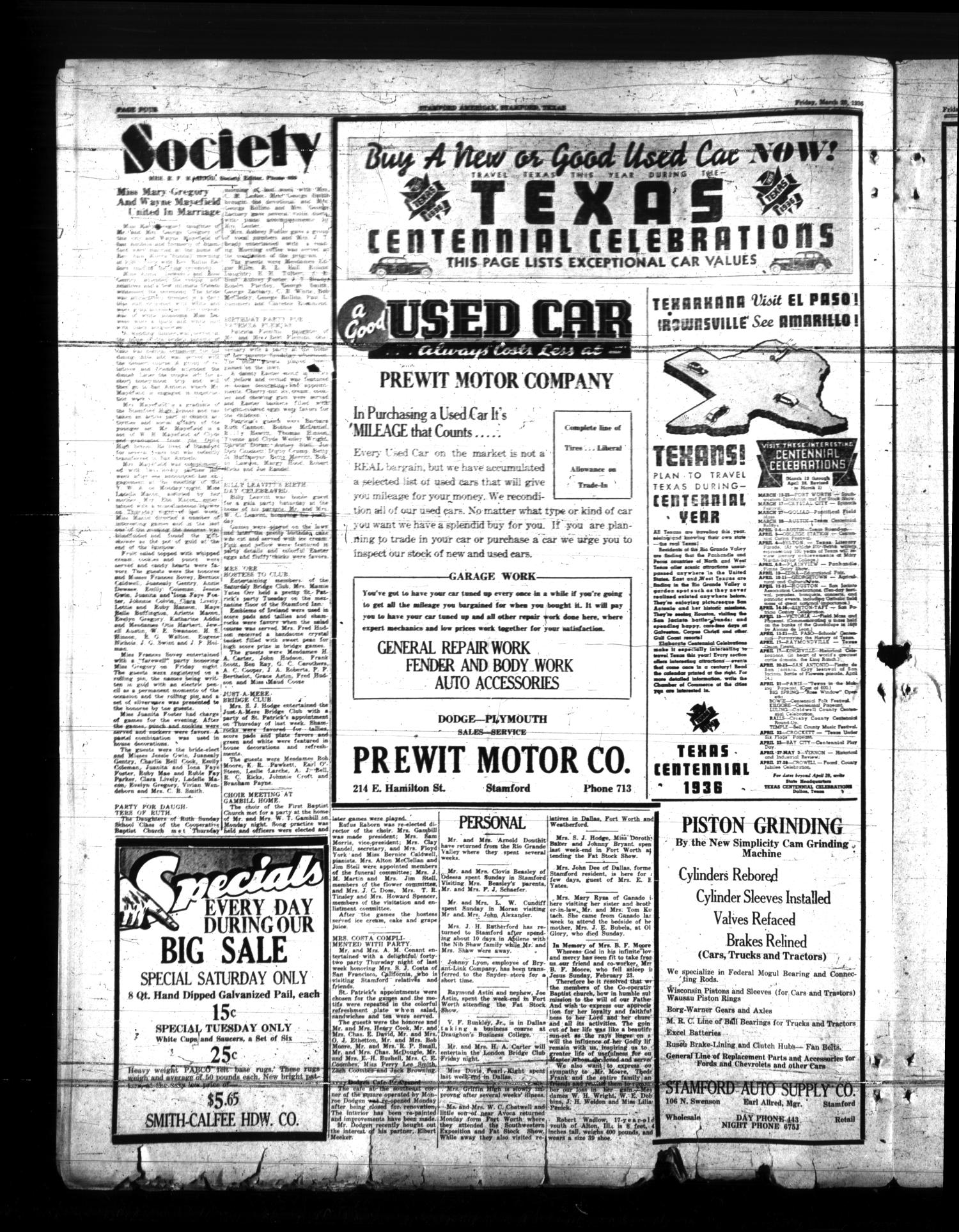 Stamford American (Stamford, Tex.), Vol. 12, No. 50, Ed. 1 Friday, March 20, 1936
                                                
                                                    [Sequence #]: 4 of 16
                                                