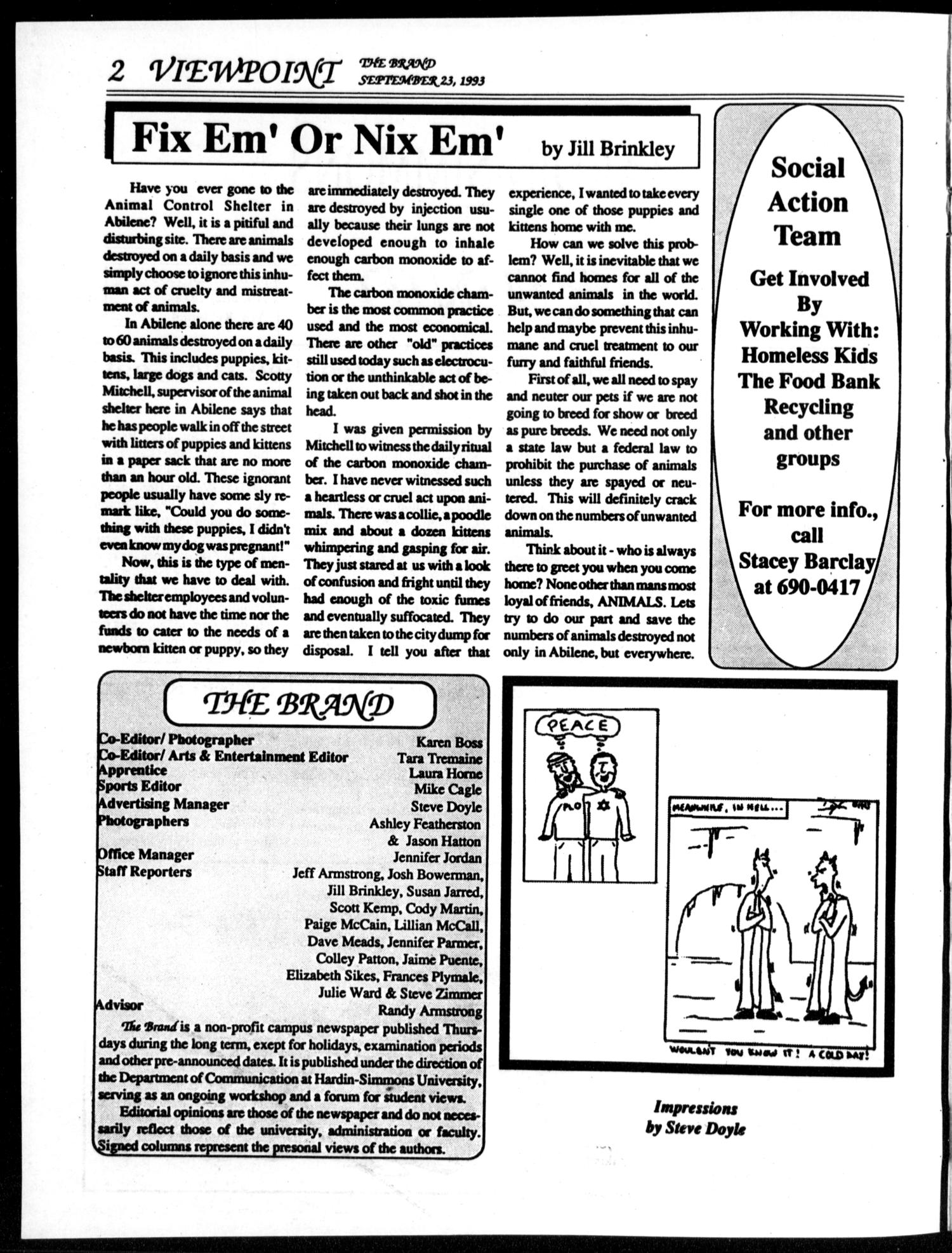 The Brand (Abilene, Tex.), Vol. 81, No. 4, Ed. 1, Thursday, September 23, 1993
                                                
                                                    [Sequence #]: 2 of 12
                                                