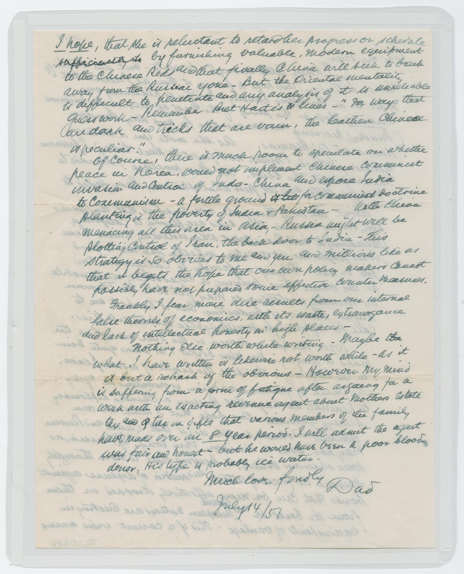 [Letter from I. H. to Cecile Kempner, July 14, 1951]
                                                
                                                    [Sequence #]: 2 of 2
                                                