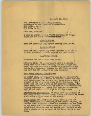 Primary view of object titled '[Letter from Mrs. Kempner to Mrs. Whitlock, November 19, 1945]'.