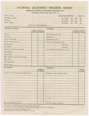 Primary view of object titled '[AWVS National Quarterly Progress Report Form #1]'.