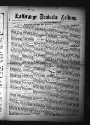 Primary view of object titled 'La Grange Deutsche Zeitung. (La Grange, Tex.), Vol. 20, No. 26, Ed. 1 Thursday, February 10, 1910'.