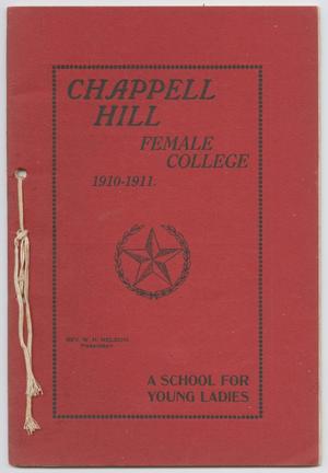 Primary view of object titled 'Catalog of Chappell Hill Female College, 1910'.
