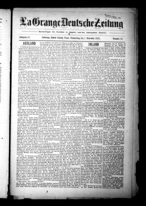 Primary view of object titled 'La Grange Deutsche Zeitung (La Grange, Tex.), Vol. 34, No. 12, Ed. 1 Thursday, November 1, 1923'.