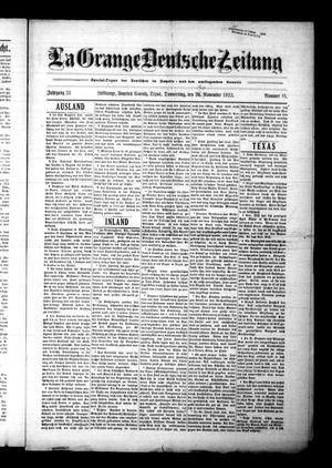 Primary view of object titled 'La Grange Deutsche Zeitung (La Grange, Tex.), Vol. 33, No. 15, Ed. 1 Thursday, November 23, 1922'.