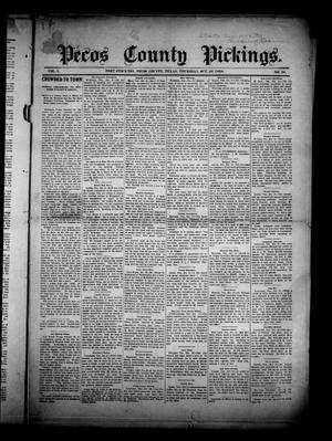 Primary view of object titled 'Pecos County Pickings. (Fort Stockton, Tex.), Vol. 1, No. 30, Ed. 1 Thursday, October 20, 1898'.