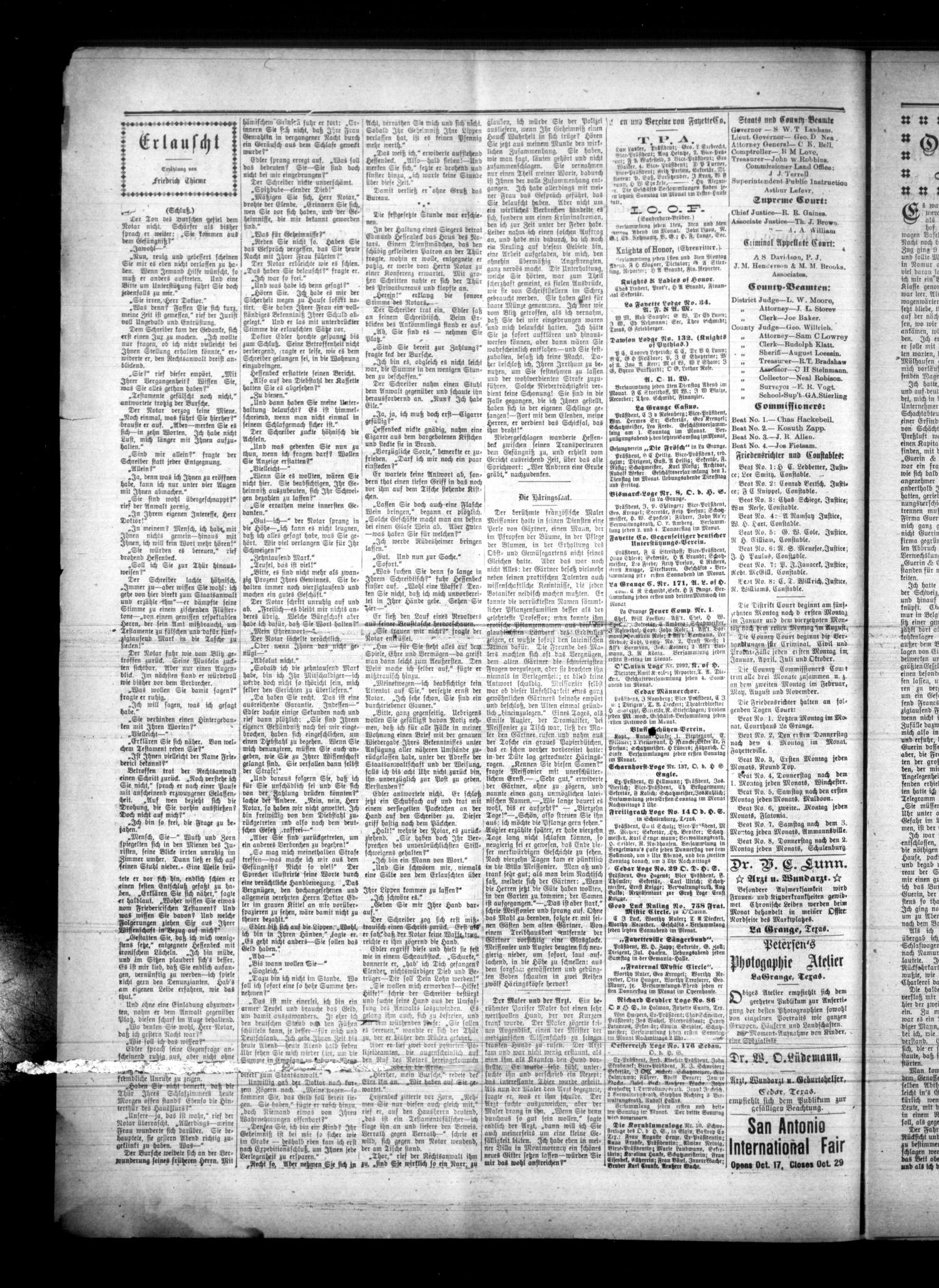 La Grange Deutsche Zeitung. (La Grange, Tex.), Vol. 14, No. 6, Ed. 1 Thursday, September 24, 1903
                                                
                                                    [Sequence #]: 2 of 12
                                                