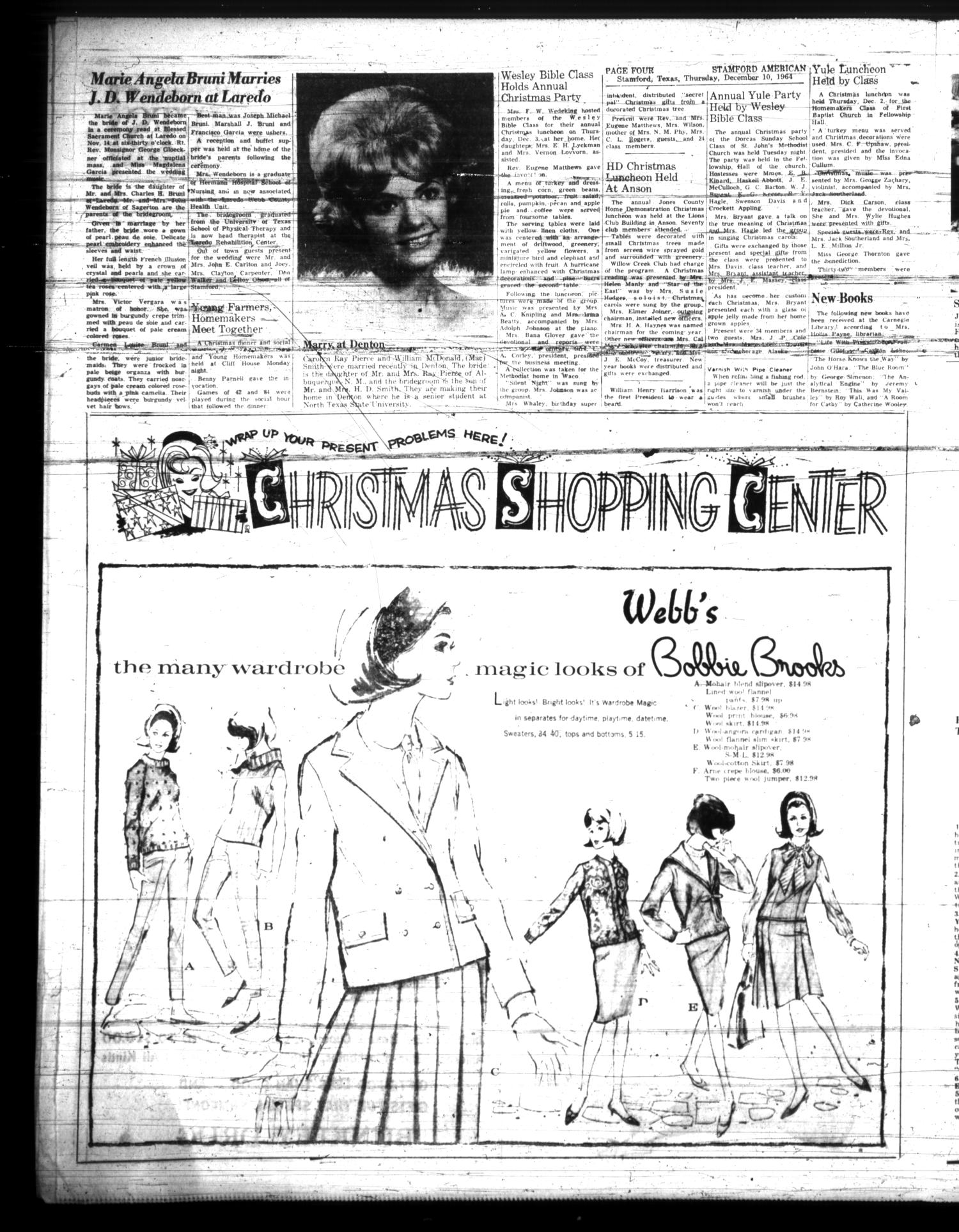 Stamford American and The Stamford Leader (Stamford, Tex.), Vol. 40, No. 42, Ed. 1 Thursday, December 10, 1964
                                                
                                                    [Sequence #]: 4 of 16
                                                