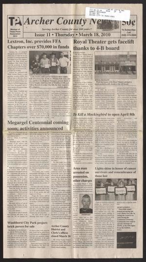 Primary view of object titled 'Archer County News (Archer City, Tex.), No. 11, Ed. 1 Thursday, March 18, 2010'.