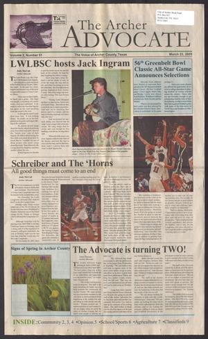 Primary view of object titled 'The Archer Advocate (Holliday, Tex.), Vol. 2, No. 51, Ed. 1 Wednesday, March 23, 2005'.