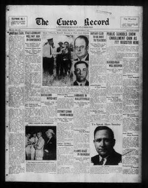 Primary view of object titled 'The Cuero Record (Cuero, Tex.), Vol. 43, No. 216, Ed. 1 Thursday, September 9, 1937'.