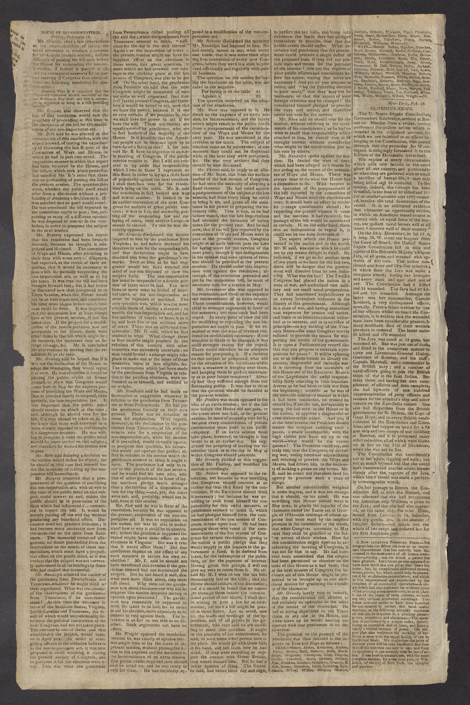 National Intelligencer. (Washington City [D.C.]), Vol. 13, No. 1940, Ed. 1 Tuesday, February 23, 1813
                                                
                                                    [Sequence #]: 4 of 4
                                                
