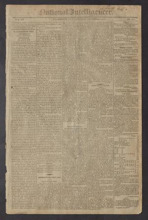Primary view of object titled 'National Intelligencer. (Washington City [D.C.]), Vol. 14, No. 2048, Ed. 1 Saturday, November 6, 1813'.
