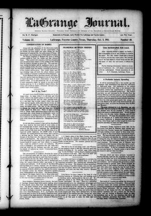 Primary view of object titled 'La Grange Journal. (La Grange, Tex.), Vol. 32, No. 40, Ed. 1 Thursday, October 5, 1911'.