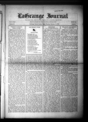 Primary view of object titled 'La Grange Journal (La Grange, Tex.), Vol. 46, No. 7, Ed. 1 Thursday, February 12, 1925'.
