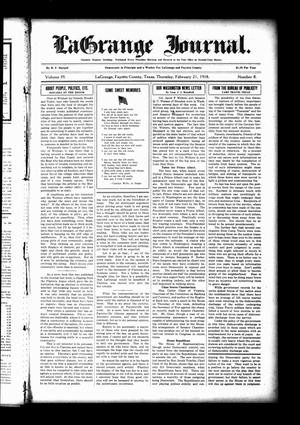 Primary view of object titled 'La Grange Journal. (La Grange, Tex.), Vol. 39, No. 8, Ed. 1 Thursday, February 21, 1918'.